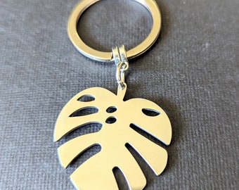 Monstera Leaf Keychain (Silver)
