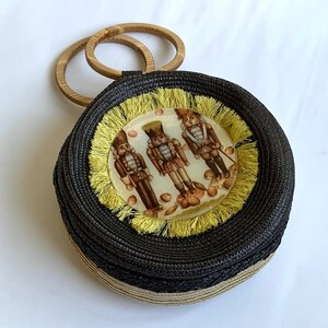 Handmade bag.Round Bag &quot;Nutcracker&quot;.Fabric bag. Hobo bag. Designer bag.Unique bag.Stylish bag.Handbag textile.Epoxy decor.