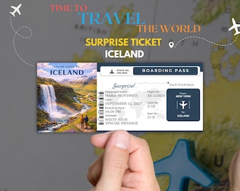 Iceland Trip Surprise Ticket: Editable Boarding Pass (Printable)