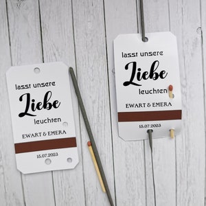 WUNDERKERZEN-TAGS für Hochzeit, personalisierte Hochzeits Let Love Sparkle, Party, Jubiläum, Verlobung, Tags für Wunderkerzen.