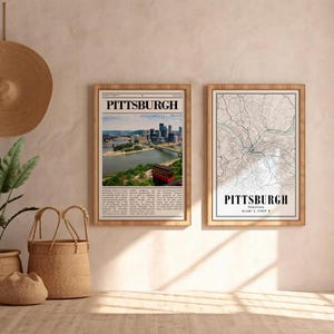 Pittsburgh Pennsylvania Poster Set - 2 künstlerische Drucke mit kultigen Sehenswürdigkeiten und Stadtansichten - moderne Wohndekoration & Geschenke - digitaler Download