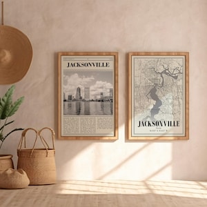 Jacksonville City Prints Set of 2 Jacksonville Poster Black and White Office Decor Home Decor Jacksonville Photo Gallery Digital Download