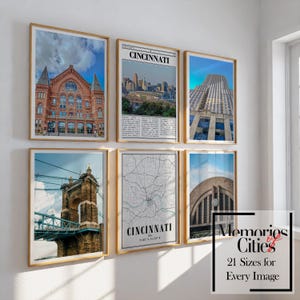 Juego de impresiones de Cincinnati, Ohio: 6 impresiones de alta calidad con lugares emblemáticos y paisajes urbanos: decoración moderna para el hogar: descarga digital