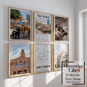 Fort Worth Texas Print Set of 6 Iconic Landmarks & Cityscapes Minimalist Home Decor