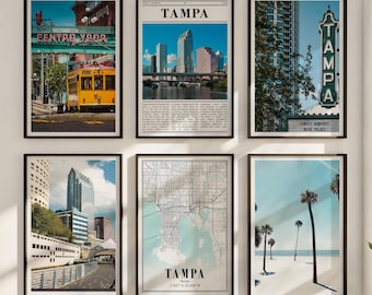 Tampa Florida Coastal Art Print Set: Tropical Home & Airbnb Decor (Digital Download)