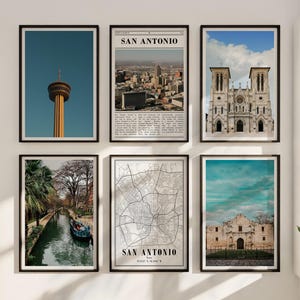 Juego de impresiones de San Antonio, Texas: 6 impresiones de alta calidad con lugares emblemáticos y paisajes urbanos. Decoración moderna para el hogar. Descarga digital