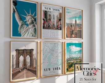NYC Poster Set of 6: Iconic New York City Photography Print Office Wall Design
