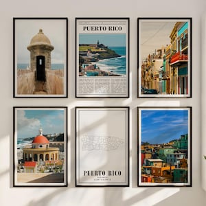 Porto Rico Poster-Set, bunte Stadtfotos und Karte, digitale Wandkunst für Wohnzimmer, Büro oder Galerie, druckbares Inseldekor