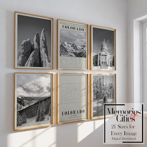Colorado state Prints Set of 6 Colorado Poster Black and White Colorado Wall Art Colorado Photo Gallery Colorado Map state Digital Download