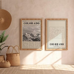 Colorado state Prints Set of 2 Colorado Poster Black and White Office Decor Home Decor Colorado Colorado Map state - Digital Download