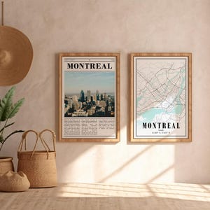 Zestaw plakatów Montreal Canada – 2 artystyczne wydruki przedstawiające kultowe zabytki i widoki miasta – nowoczesne prezenty do wystroju domu – pobieranie cyfrowe