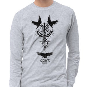 Odin&#39;s Ravens Long Sleeve Shirt: Norse Mythology Viking Crow Tee
