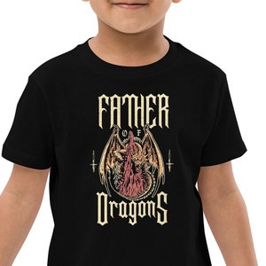 Father of Dragons Organic Cotton Kids T-Shirt, Fantasy Dragon Tee, Eco-Friendly Gift for Boys & Girls, Mythical Creature Shirt, Dragon Tee