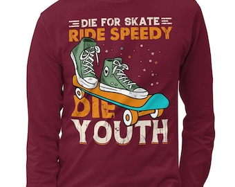 Chemise manches longues graphique skateboard : style skater vintage