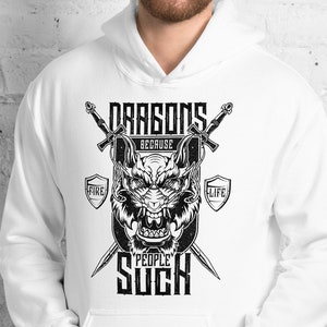 Dragon Hoodie, Gothic Fantasy Hoodie, Medieval Dragon Sweatshirt, Edgy Anime Hoodie, Dark Aesthetic Pullover, Sarcastic Graphic Hoodie