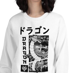 Drache Manga Sweatshirt, Japanischer Drache Rundhalsausschnitt, Anime Streetwear, Fabelwesen Pullover, Otaku Mode, Retro Manga Pullover