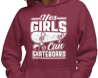 Girls Can Skateboard-hoodie: unisex skaterkleding