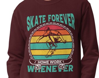 Skate Forever Sweatshirt: Retro Skateboarder Unisex Rundhalsausschnitt