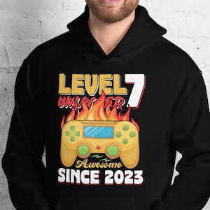 Level 7 ontgrendelde hoodie, 7e verjaardagscadeau gamer, videogame-hoodie, sweater gaming-controller, gamer-hoodie voor kinderen, hoodie gaming-thema