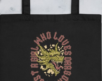 Bolsa de tela ecológica con diseño de dragón gótico: un regalo para los amantes de la fantasía