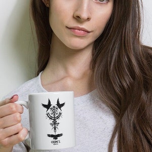 Odin&#39;s Ravens Mug: Viking Norse Mythology Graphic Coffee Cup