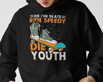Skateboard Graphic Hoodie: Unisex Cotton Blend Pullover