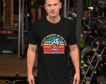 Camiseta retro de skateboarding: diseño vintage de skater al atardecer