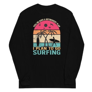 Herren Retro Surf Langarmshirt: Küstenstrand Sonnenuntergang T-Shirt