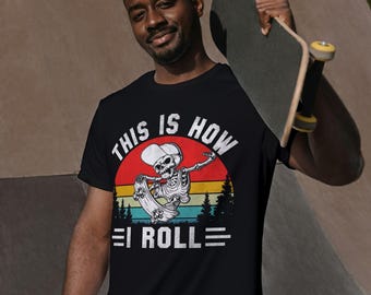 Retro Skeleton Skateboard T-Shirt: Unisex Skater Tee