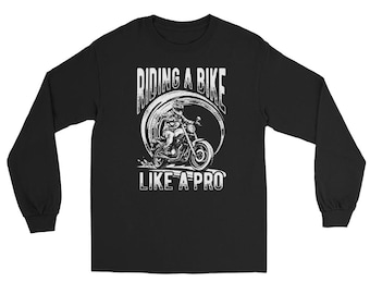 Camisa de manga comprida para motociclista: camiseta com estampa de motociclista