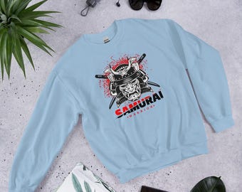 Samurai Krieger Sweatshirt: Japanische Katana Maske Grafik Pullover