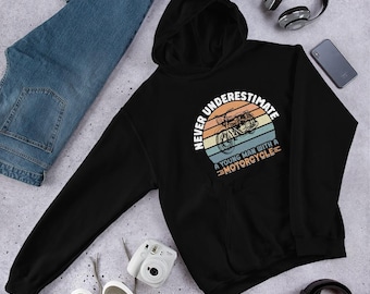 Retro Motorcycle Hoodie, Biker Gift, Cotton-Poly Blend