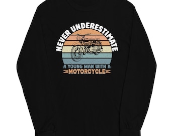 Camisa retrô de manga comprida para motociclistas, presente vintage para motociclistas.
