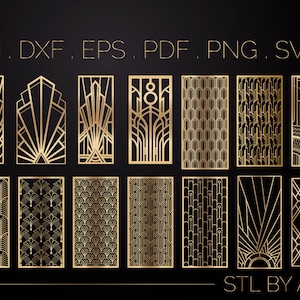 14 Art Deco Panel, Gate, Grill, Door, Privacy Screen, Laser, CNC, Plasma, Cutting File , Svg, AI, Dxf, Eps, Png