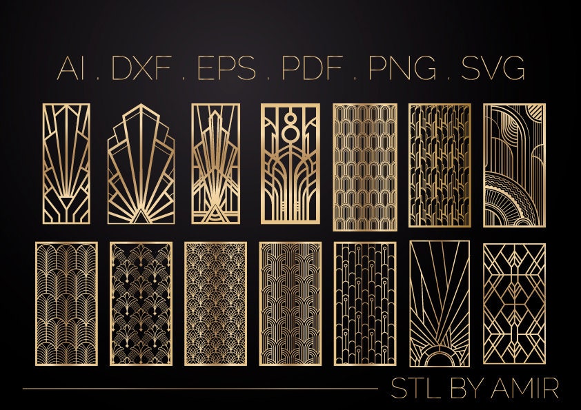 14 Art Deco Panel, Gate, Grill, Door, Privacy Screen, Laser, CNC