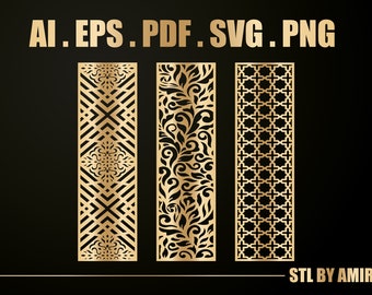 3 set design jali laser cnc graphic Panel, Gate, Grill, Door, Privacy Screen,  Plasma, Cutting File , Svg, AI, Dxf, Eps, Png