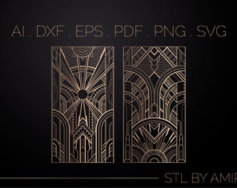 2 Art Deco Panel, Gate, Grill, Door, Privacy Screen, Laser, CNC, Plasma, Cutting File , Svg, AI, Dxf, Eps, Png