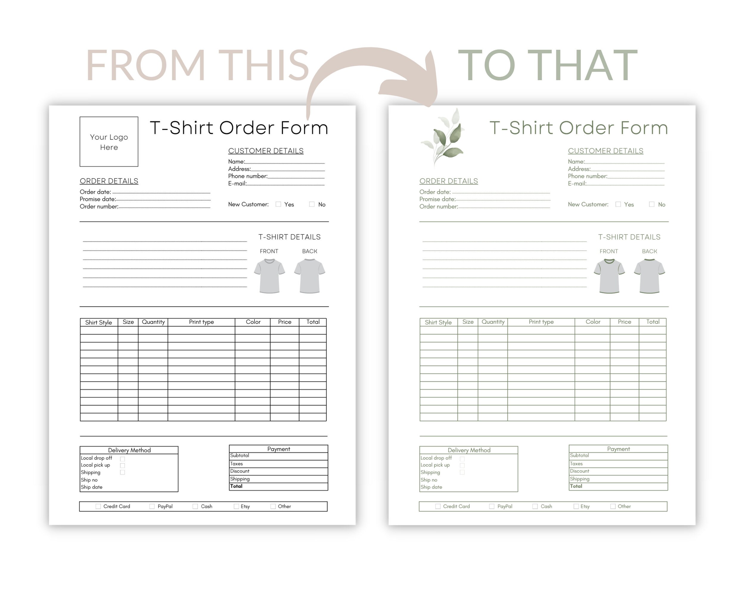 Shirt Order Form, Canva Editable Template, Craft Business Order Form ...