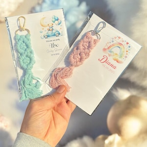 Macramé Boho Keychain Baby Shower Gifts, Bohemian Adult Party Favors, Baby Gender Reveal, Giveaway Guest Boho Gift, Custom Baby Shower Favor