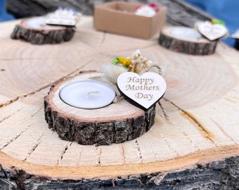 Personalized Mother's Day Candle Favors, Bulk Candle Party Favors, Happy Mother's Day Favors, Rustic Wood Candle Holder, Gifts for Moms