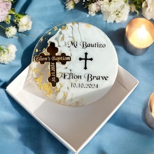 Recuerdos de Bautizo para Invitados, Agradecimiento de Bautizo, Imanes para Refrigerador, Regalos de Resina para Bautizo, Mi Bautizo, Primera Comunión, Cruz Personalizada