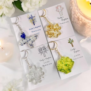 Keepsake Resin Keychains, Baptism Favor for Guests, Thank You Gifts, Bulk Baptism Gifts, Mi Bautizo, First Holy Communion, Adult Favors