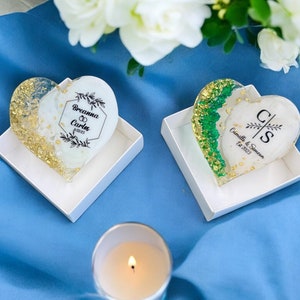 Custom Design Wedding Magnet Favors, Personalized Fridge Magnet with Gift Box, Heart Shape Bridal Shower Party Gift for Guest, Save the Date