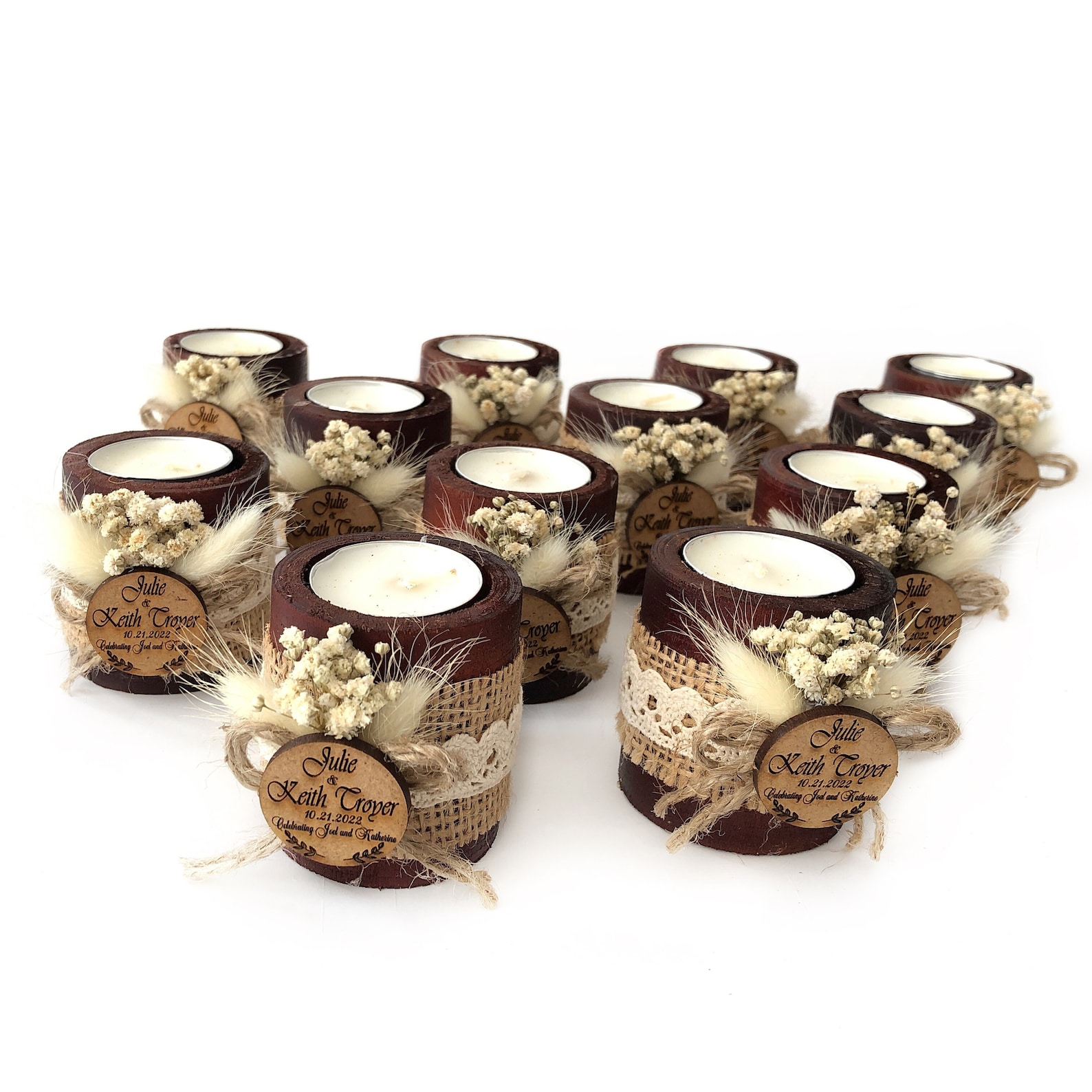 Personalized Wood Tealight Candle Holder Favors Custom Etsy