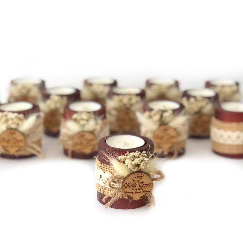 Personalized Wood Tealight Candle Holder Favors Custom Etsy