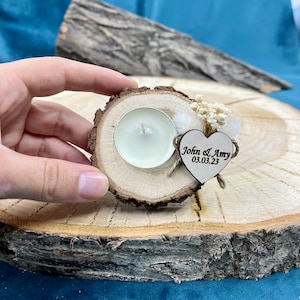 Wood Candle Holder, Custom Wedding Favors for Guest in bulk, Personalized Wedding Party Favors, Tealight Holder, Thank You Favors, Bulk Gift