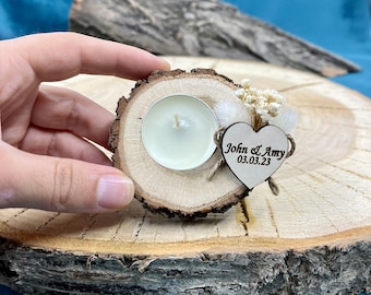 Wood Candle Holder, Custom Wedding Favors for Guest in bulk, Personalized Wedding Party Favors, Tealight Holder, Thank You Favors, Bulk Gift