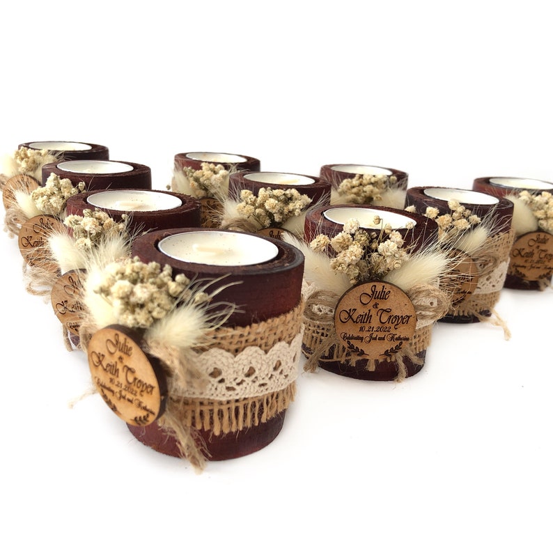 Personalized Wood Tealight Candle Holder Favors Custom Etsy