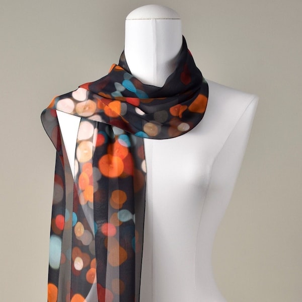 Women's scarf | Silk scarf | Scarf | Wrap scarf | “Night Lights” scarf with or without pearl decoration