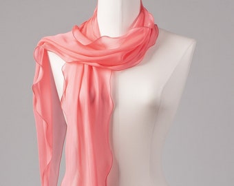 Silk scarf / shawl / scarf / wrap scarf / &quot;Coral Waves&quot; with and without pearl decoration